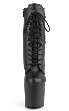 BONDGIRL-1020PK Black Vegan Leather Ankle Boots