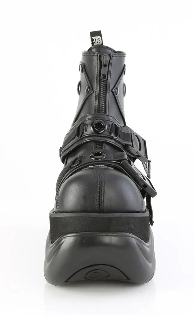 BOXER-60 Black Vegan Leather Ankle Boots