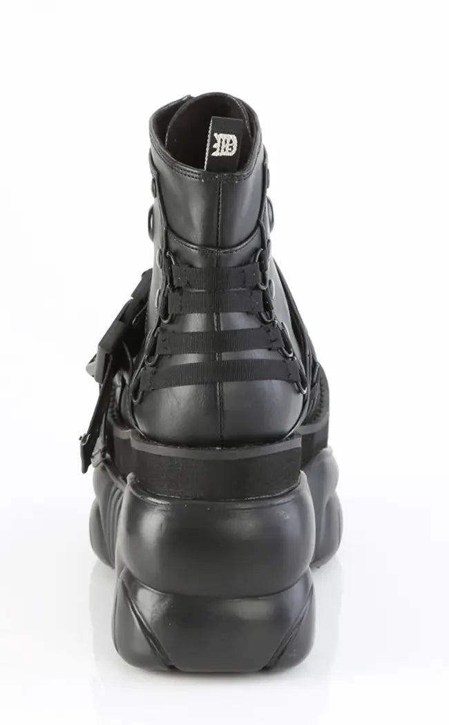 BOXER-60 Black Vegan Leather Ankle Boots