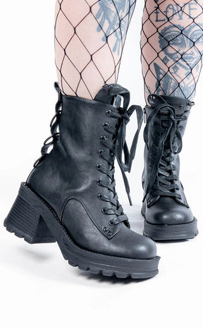 BRATTY-50 Black Combat Ankle Boots