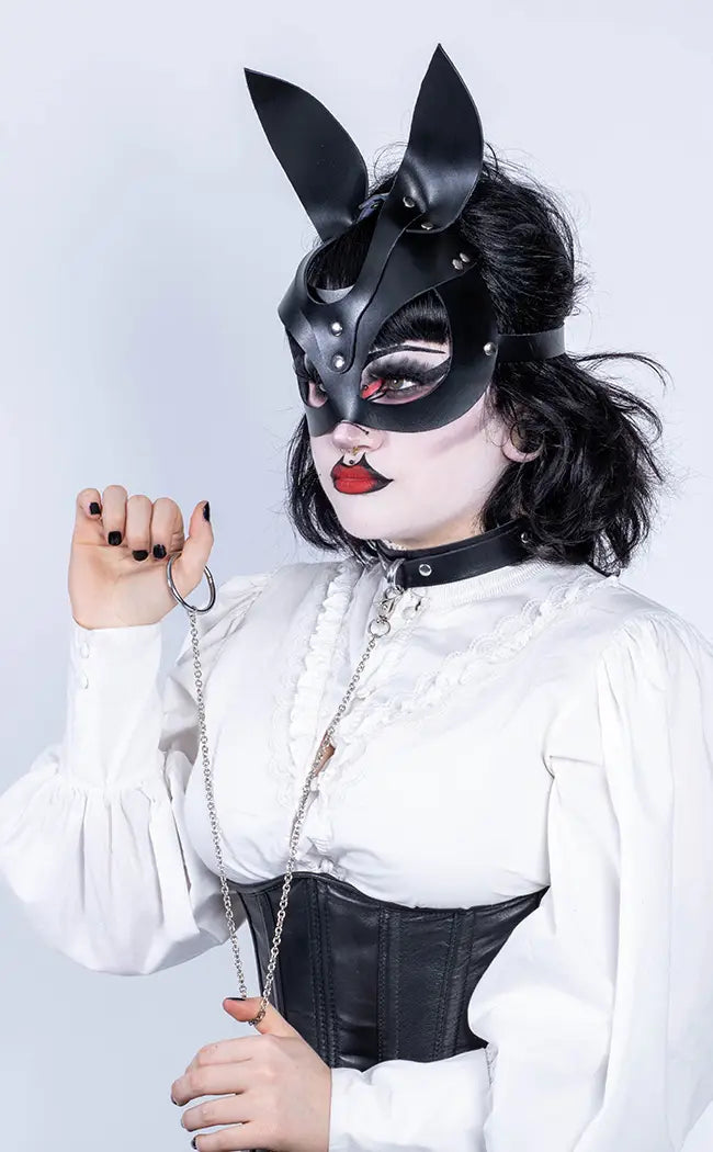 Bad Bunny Leather Mask & Collar Set-Hexxxed Intimates-Tragic Beautiful