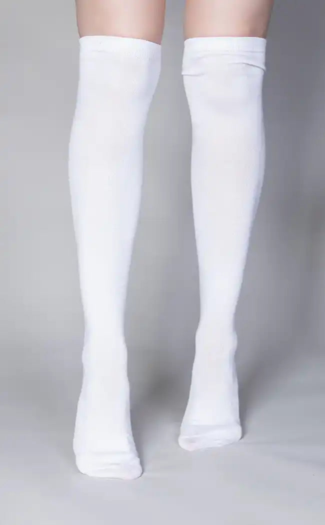 Basic White Knee High Socks-TB-Tragic Beautiful
