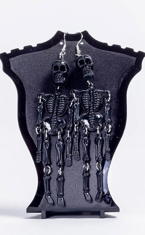 Be Articulate Skeleton Earrings | Black-Burn Book Inc-Tragic Beautiful