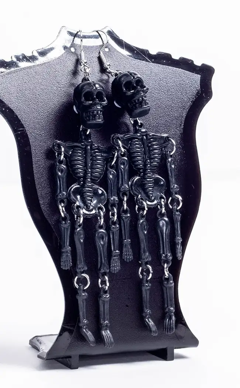 Be Articulate Skeleton Earrings | Black-Burn Book Inc-Tragic Beautiful