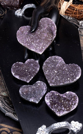 Beautiful Druzy Amethyst Heart Clusters-Crystals-Tragic Beautiful