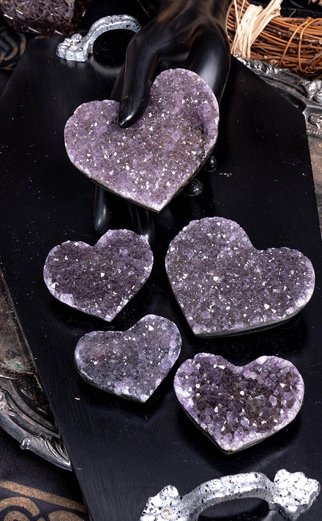 Beautiful Druzy Amethyst Heart Clusters-Crystals-Tragic Beautiful