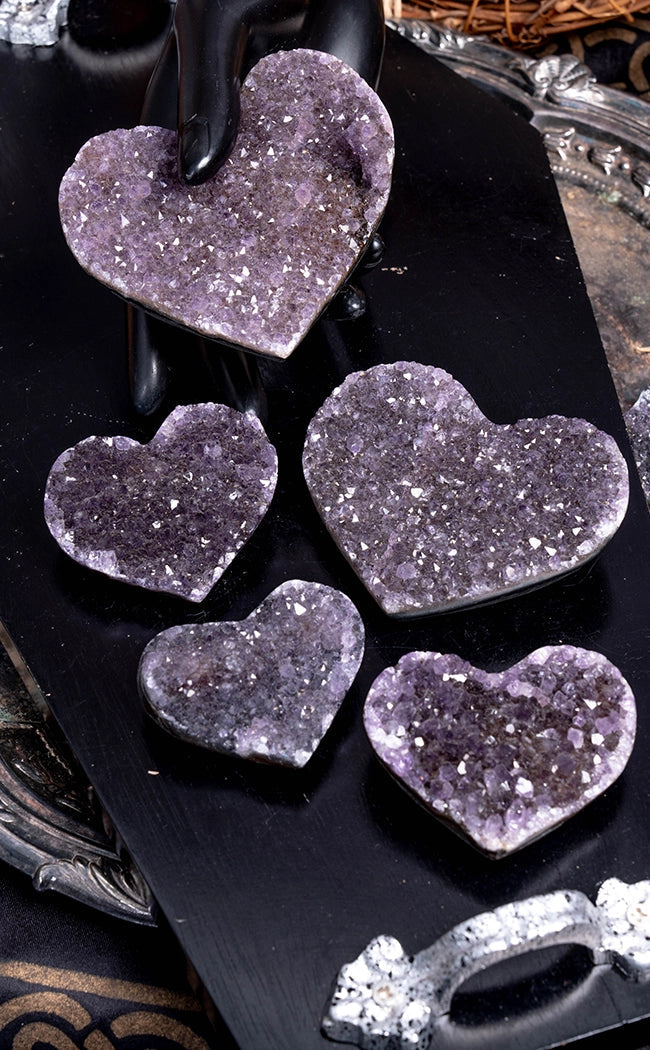 Beautiful Druzy Amethyst Heart Clusters-Crystals-Tragic Beautiful