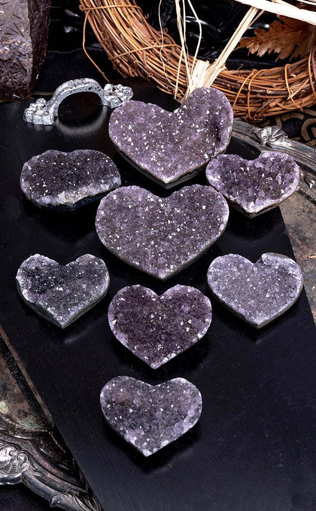 Beautiful Druzy Amethyst Heart Clusters