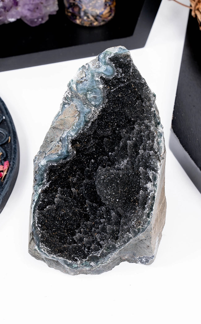 Beautiful Druzy Black Amethyst Crystal Geode Caves