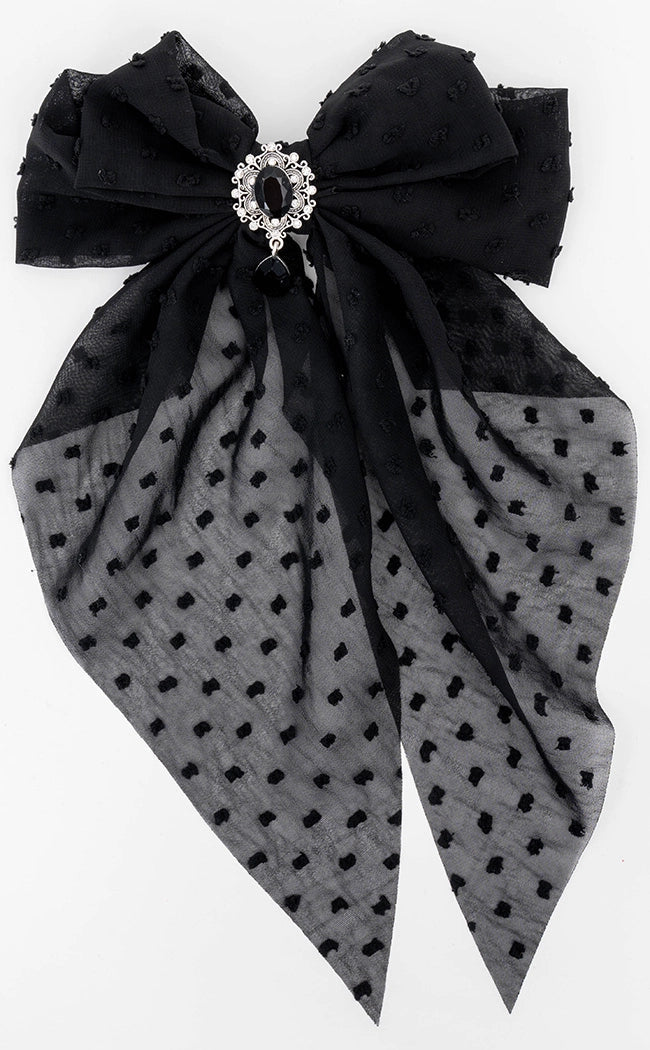 Bejeweled Bow Hair Clip | Black