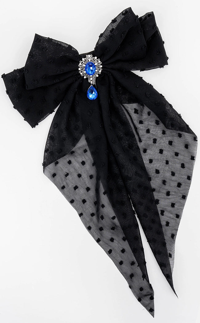 Bejeweled Bow Hair Clip | Blue