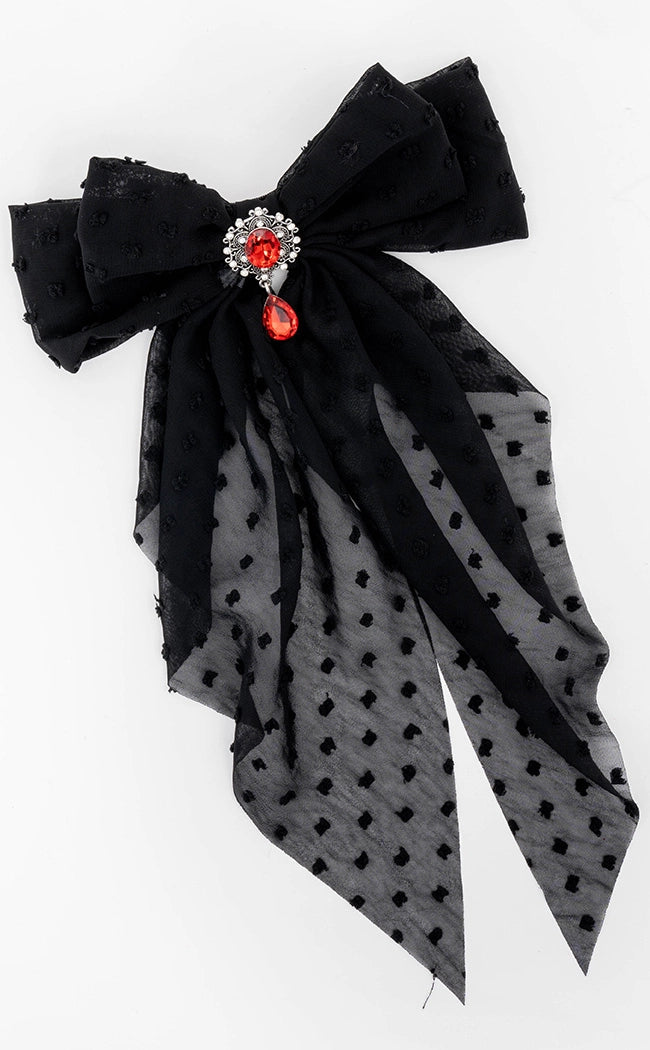Bejeweled Bow Hair Clip | Red-Cold Black Heart-Tragic Beautiful