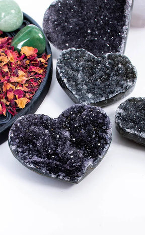 Black Amethyst Hearts | Rare-Crystals-Tragic Beautiful