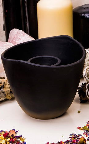 Black Clay Smudge Bowl-Cauldrons-Tragic Beautiful