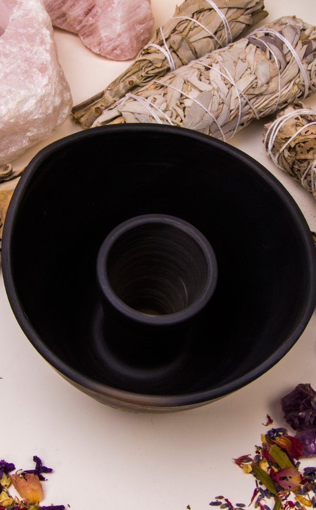 Black Clay Smudge Bowl-Cauldrons-Tragic Beautiful