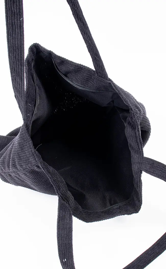 Black Corduroy Tote Bag | Demonology-Gothic Accessories-Tragic Beautiful