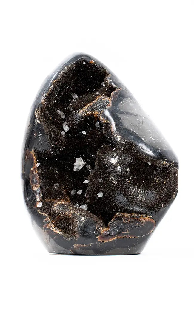 Black Dragon Egg w Calcite Flat Base | Natural Septarian | 1.2kg-Crystals-Tragic Beautiful