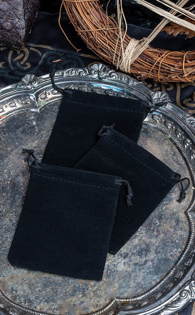 Black Empty Mojo / Spell Bag | Velvet Drawstring Bag