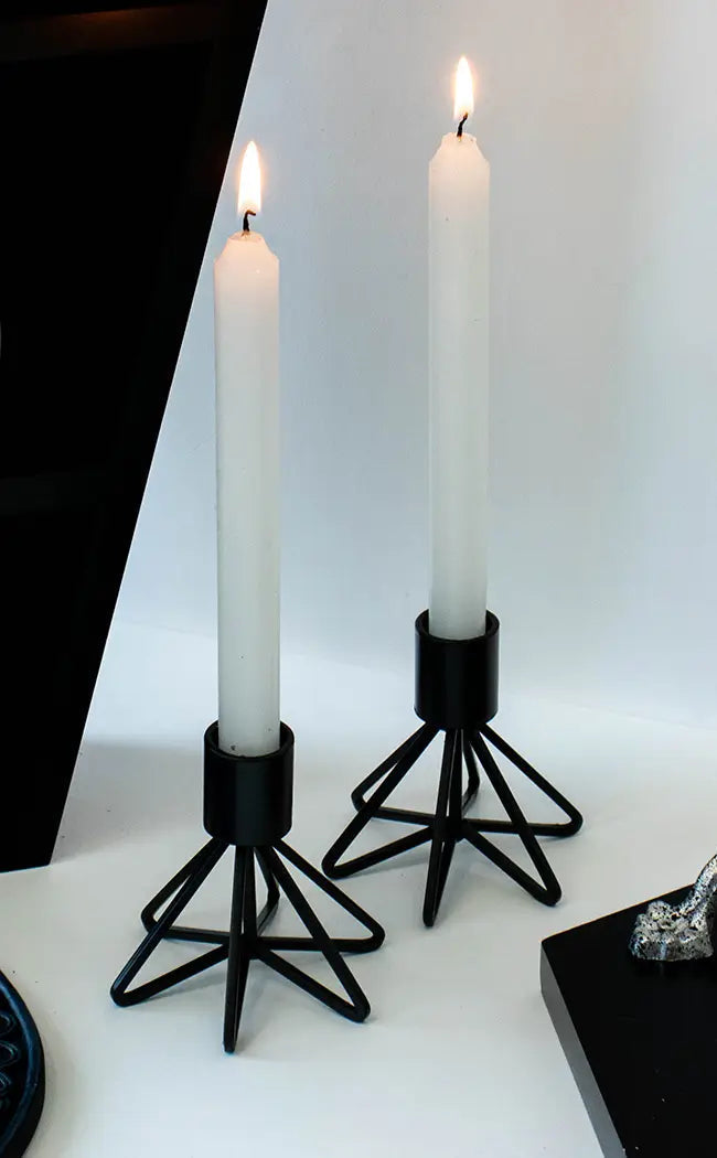 Black Iron Taper Candle Holder Set of Two-Candles-Tragic Beautiful