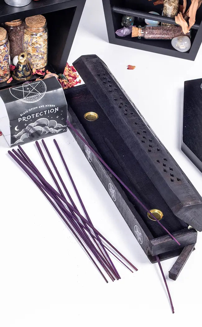 Black Magic Wooden Incense Box with Incense-Incense-Tragic Beautiful