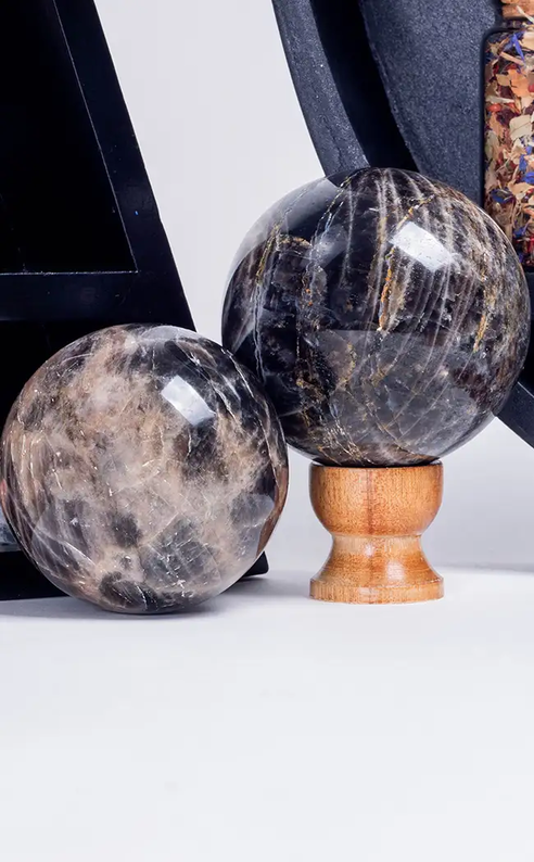 Black Moonstone Crystal Spheres-Crystals-Tragic Beautiful