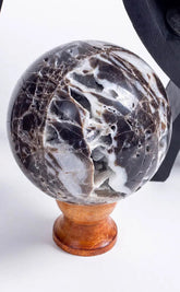 Black Sphalerite Geode Sphere | Large-Crystals-Tragic Beautiful