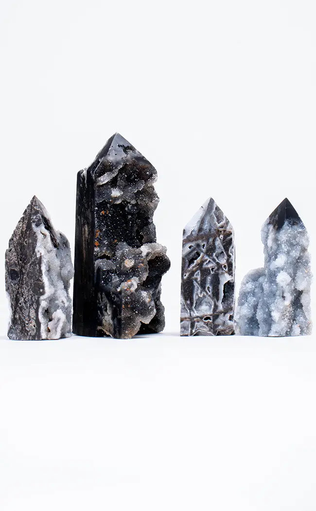Black Sphalerite Tower Points | Druzy Sparkle-Crystals-Tragic Beautiful