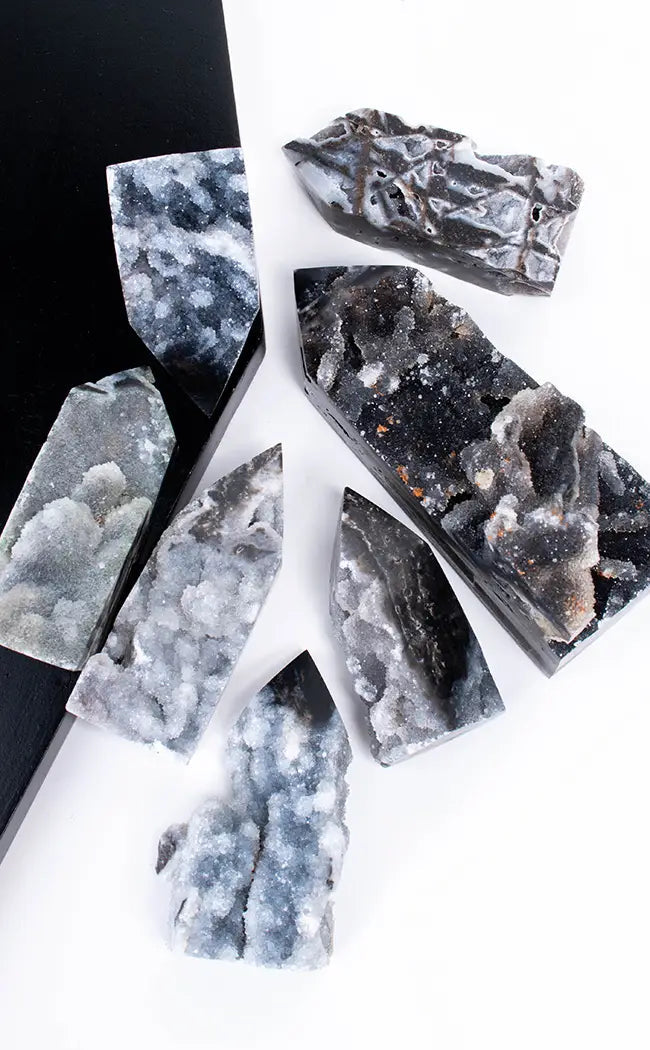 Black Sphalerite Tower Points | Druzy Sparkle-Crystals-Tragic Beautiful