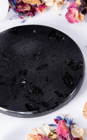 Black Tourmaline Charging Plate-Crystals-Tragic Beautiful