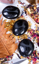 Black Tourmaline Polished Palm Stone-Crystals-Tragic Beautiful