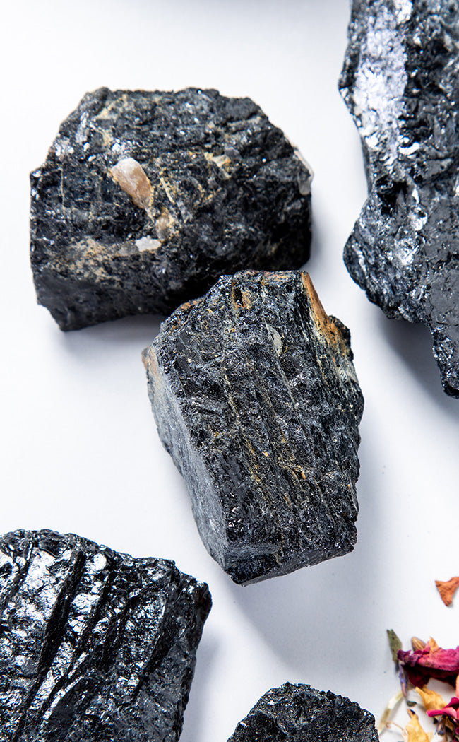 Black Tourmaline Raw Chunk-Crystals-Tragic Beautiful