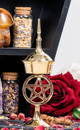 Brass Star Charcoal Incense Burner-Witchcraft Supplies-Tragic Beautiful