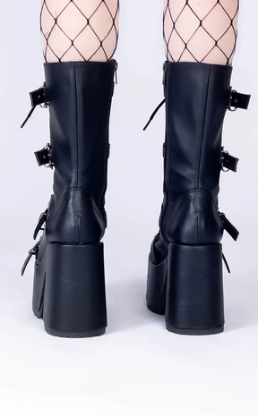 CAMEL-115 Black Matte Mid-Calf Boots (AU Stock)-Demonia-Tragic Beautiful