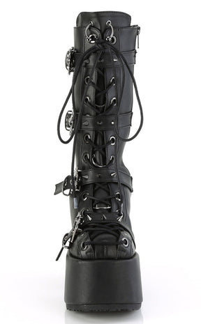 CAMEL-115 Black Matte Mid-Calf Boots-Demonia-Tragic Beautiful