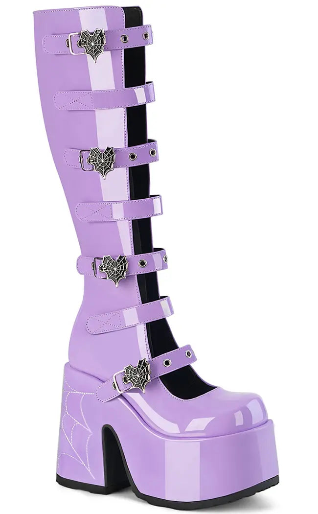 CAMEL-223 Lavender Patent Knee-High Boots-Demonia-Tragic Beautiful