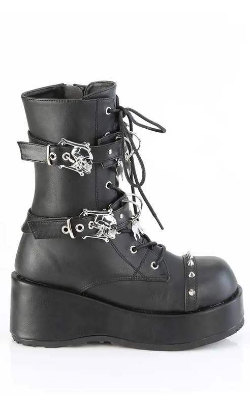 CUBBY-54 Black Vegan Leather Ankle Boots-Demonia-Tragic Beautiful