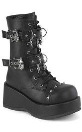 CUBBY-54 Black Vegan Leather Ankle Boots-Demonia-Tragic Beautiful