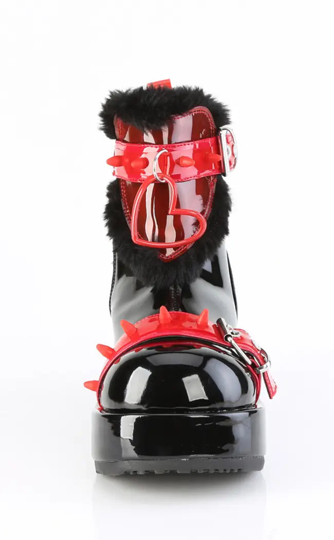 CUBBY-57 Black/Red Patent Ankle Boots-Demonia-Tragic Beautiful