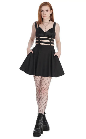 Caged Up Harness Skirt Black-Banned Apparel-Tragic Beautiful