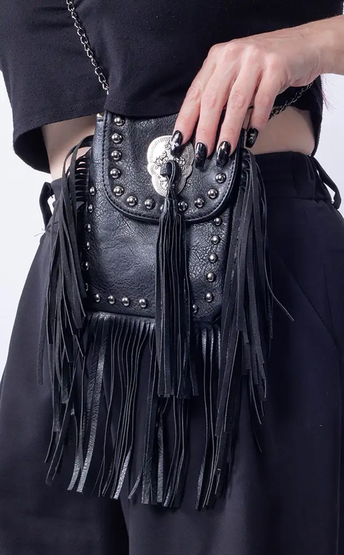 Calavera Tassel Bag-Gothic Accessories-Tragic Beautiful