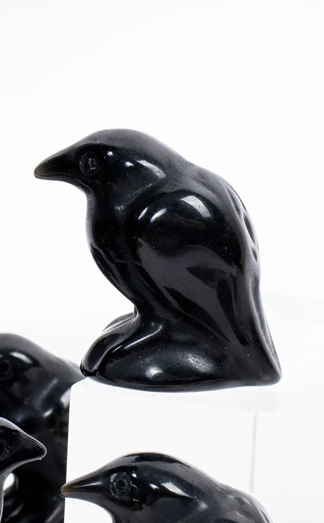 Carved Obsidian Mini Crystal Crow