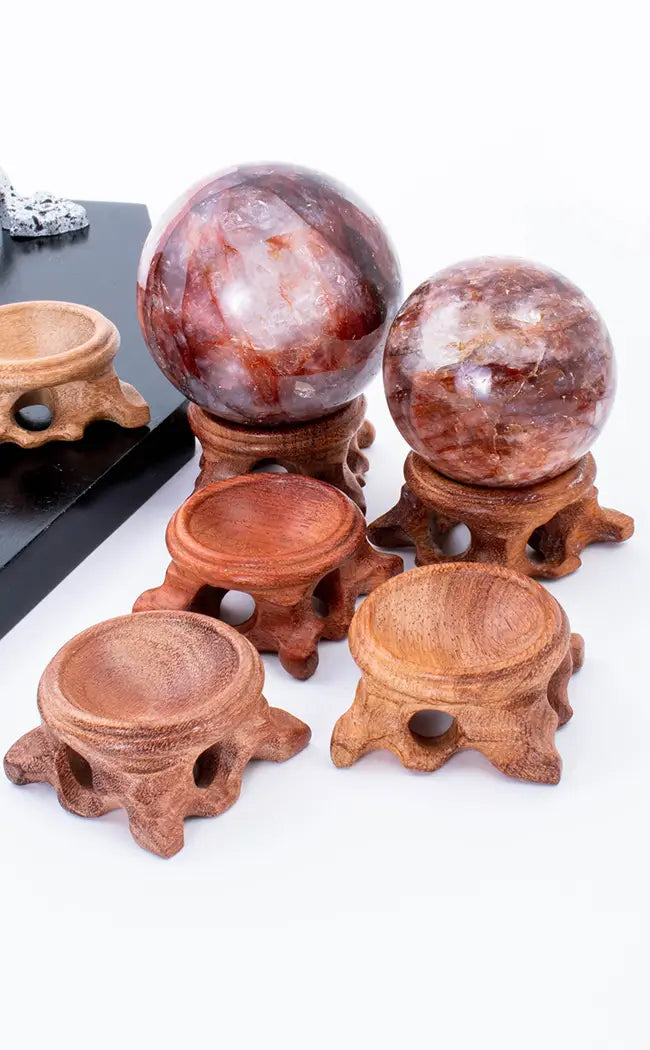 Carved Wooden Sphere Stand
