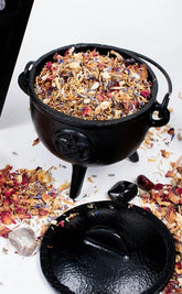 Cast Iron Pentagram Cauldron w Handle-Cauldrons-Tragic Beautiful