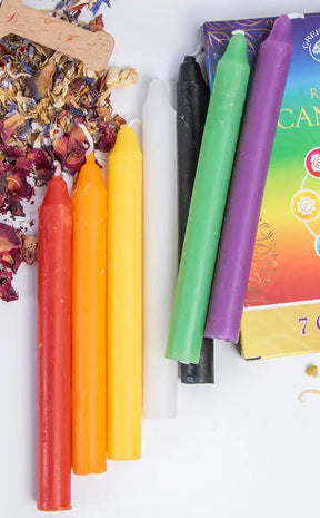 Chakra Chime Spell Candles | 7 Pack | Mixed Colours-Candles-Tragic Beautiful