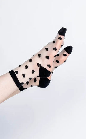Corazon Sheer Crew Socks-Gothic Hosiery-Tragic Beautiful