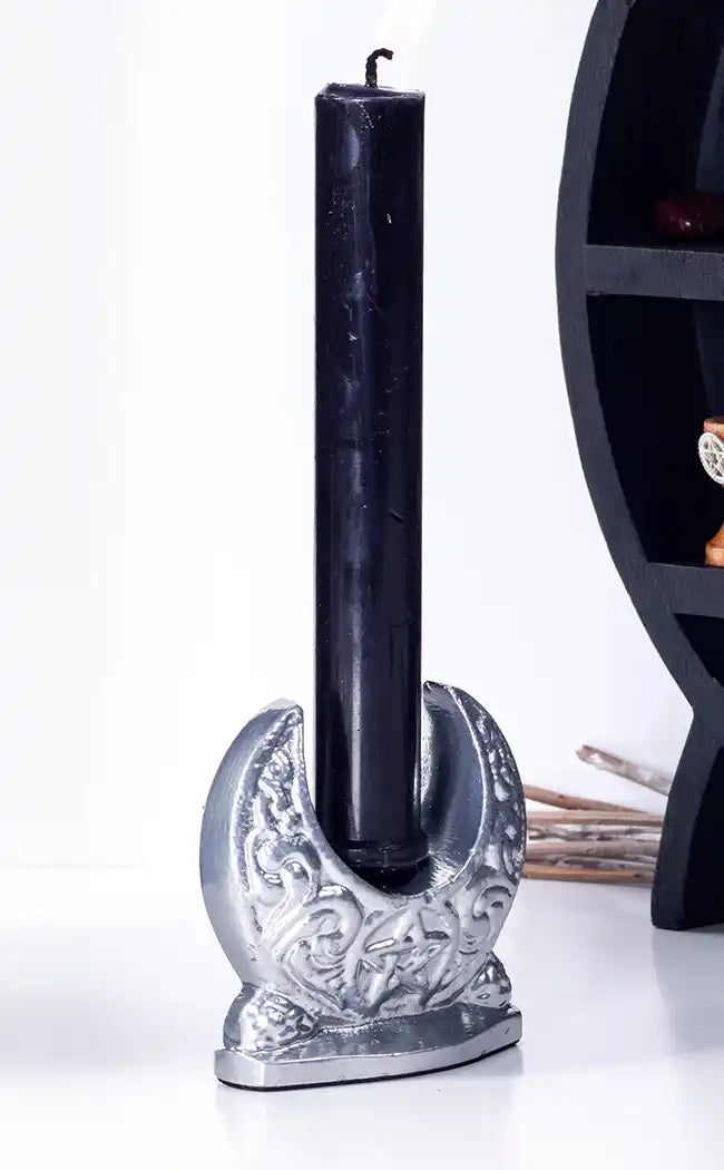 Crescent Moon Candle Holder | Silver-Candles-Tragic Beautiful
