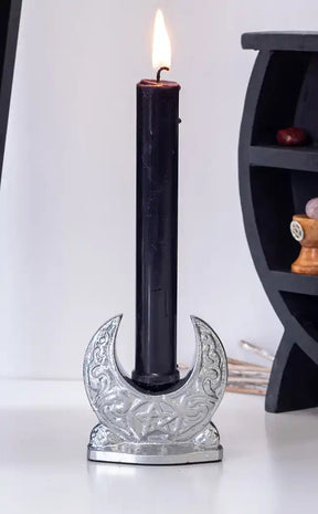 Crescent Moon Candle Holder | Silver-Candles-Tragic Beautiful