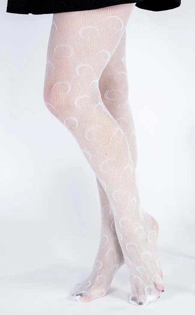 Crescent Moon Tights, White