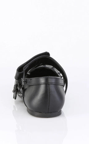 DAISY-08 Black Vegan Leather Flats