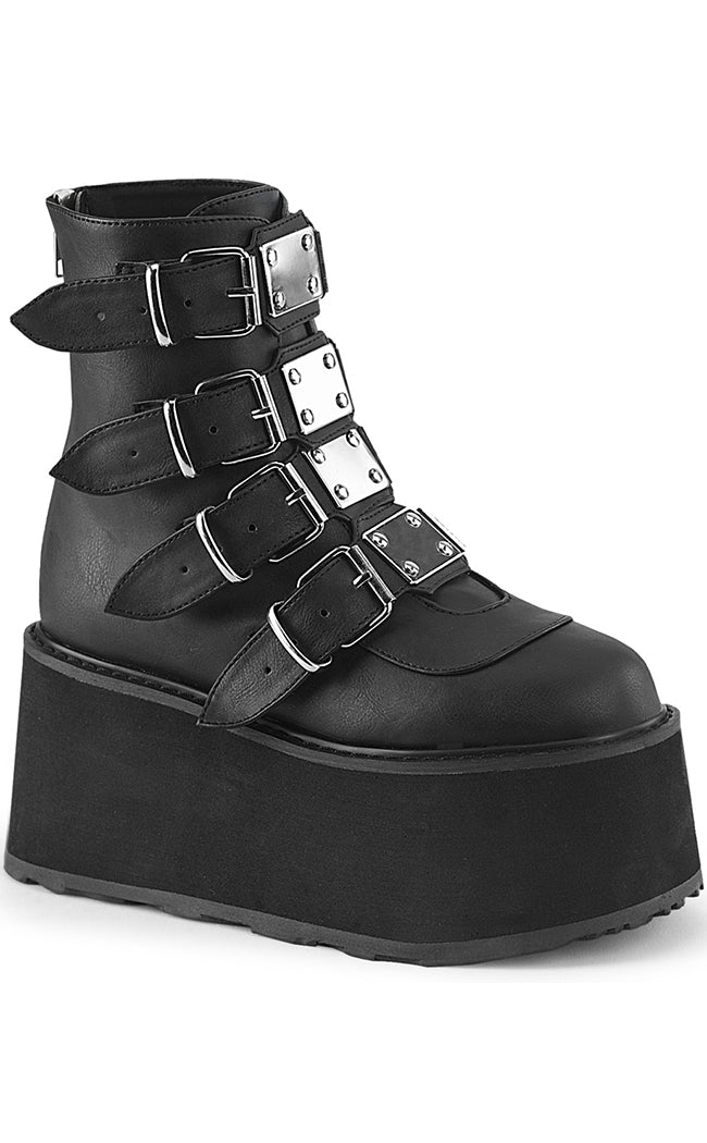 DAMNED-105 Black Matte Flatform Ankle Boots-Demonia-Tragic Beautiful